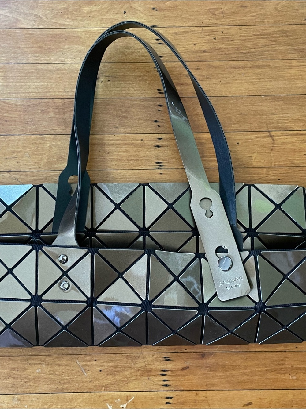 BAOBAO Issey Miyake Geometric Metallic Bronze Prism Tote Bag - Women’s Handbag - Picture 9 of 11